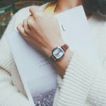 Vintage Leather Square Watch